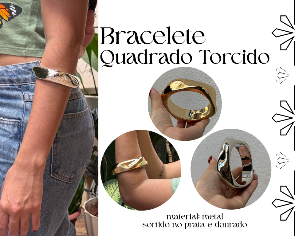 BRACELETE LISO QUADRADO TORCIDO