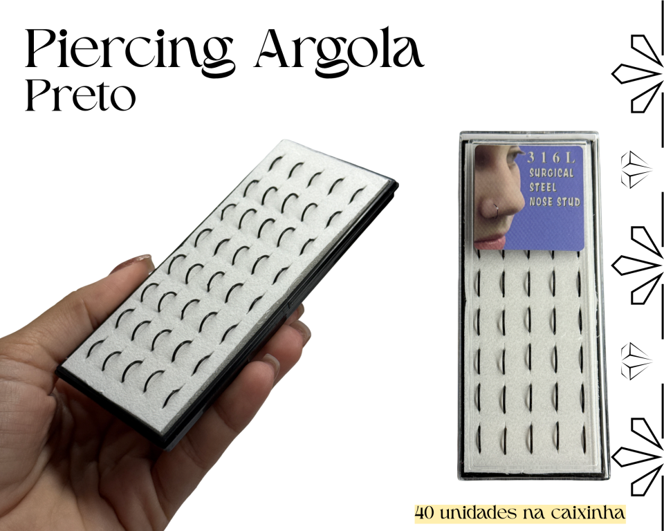 PIERCING SILICONE PRETO CAIXINHA