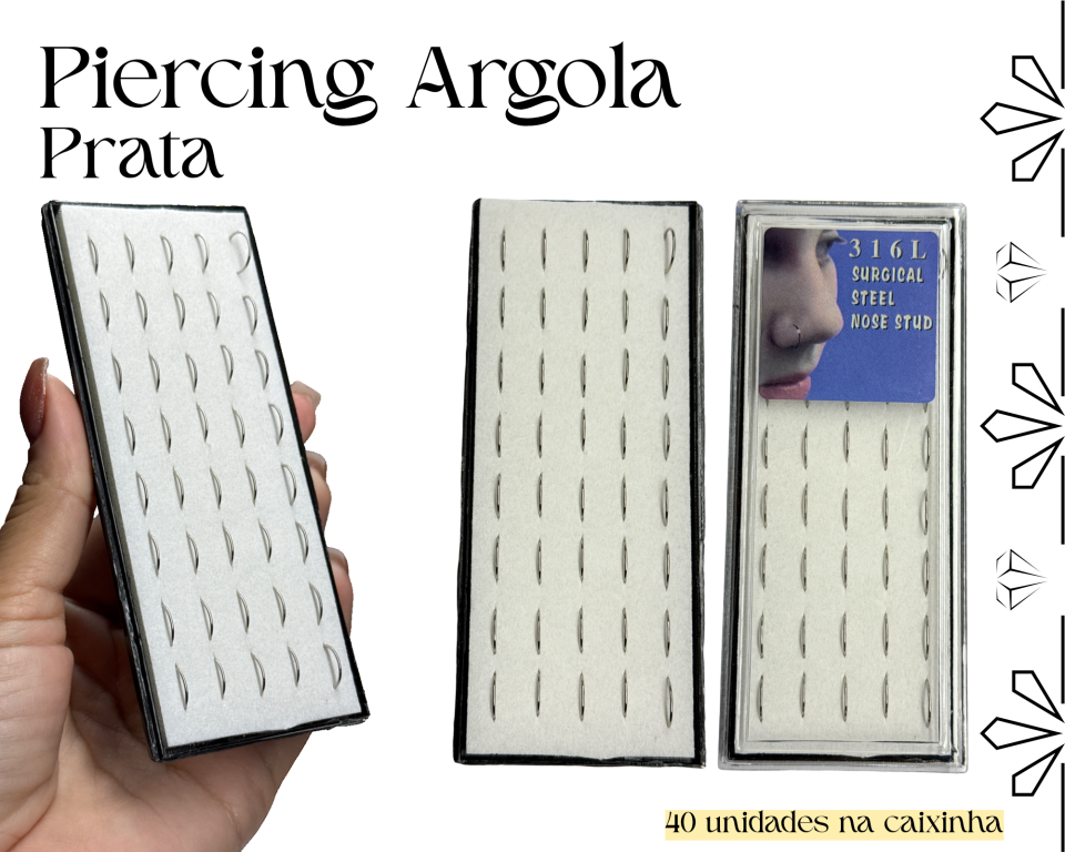 PIERCING ARGOLINHA PRATA AÇO CAIXINHA