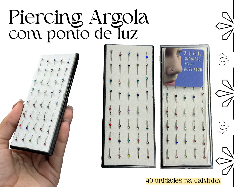 PIERCING CAIXINHA ARGOLINHA COM PONTO DE LUZ