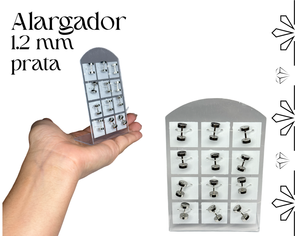 CARTELA ALARGADOR AÇO PRATA 1.2MM