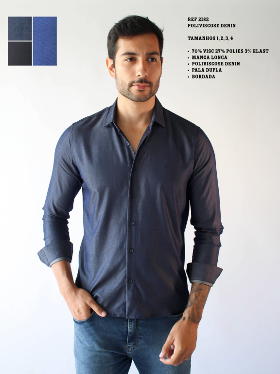 CAMISA SOCIAL MANGA LONGA DENIN