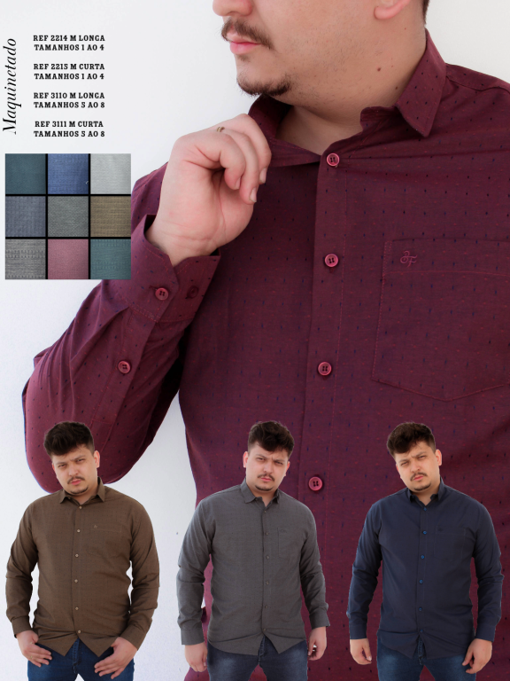 CAMISA SOCIAL MAQUINETADA MANGA LONGA