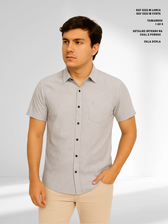 CAMISA SOCIAL MANGA CURTA LISTRADINHA