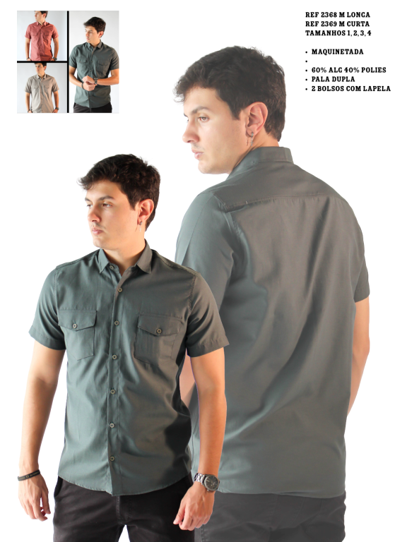 CAMISA SOCIAL MANGA CURTA MAQUINETADA