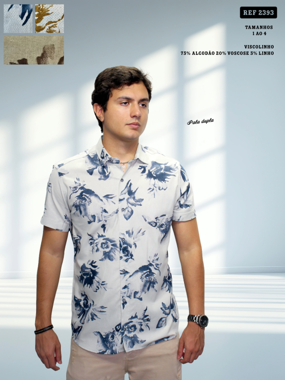 CAMISA  MANGA CURTA ESTAMPADA VISCOLINHO