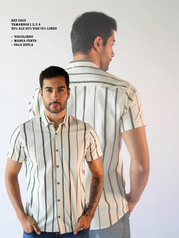 CAMISA  MANGA CURTA LISTRADA VISCOLINHO