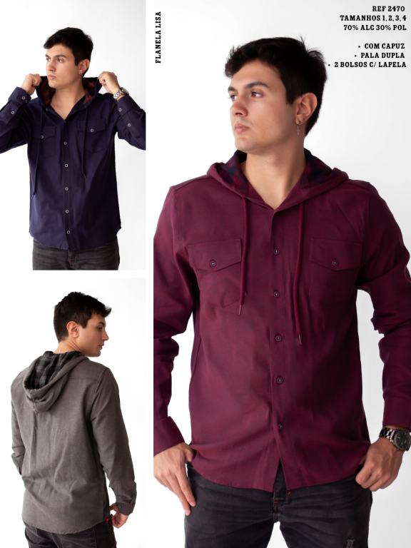 CAMISA FLANELADA LISA MANGA LONGA