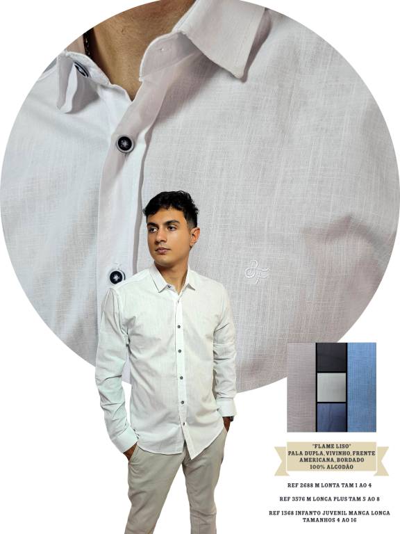 CAMISA SOCIAL MANGA LONGA FLAME