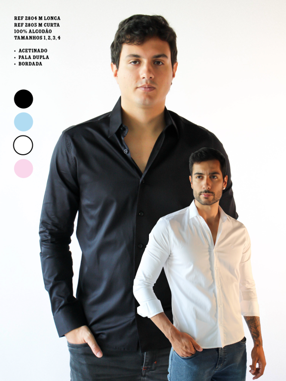 CAMISA SOCIAL MANGA LONGA ACETINADO