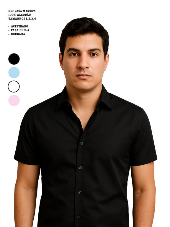 CAMISA SOCIAL MANGA CURTA ACETINADO