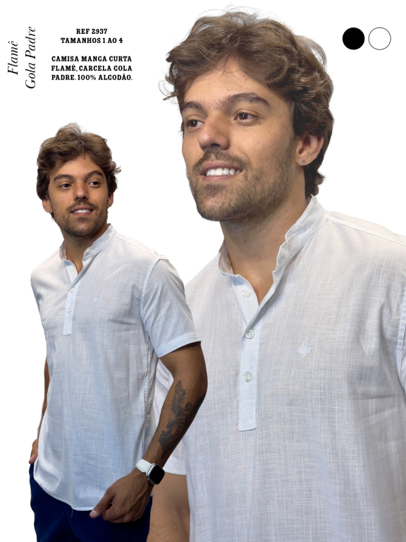 CAMISA MANGA CURTA GOLA PADRE