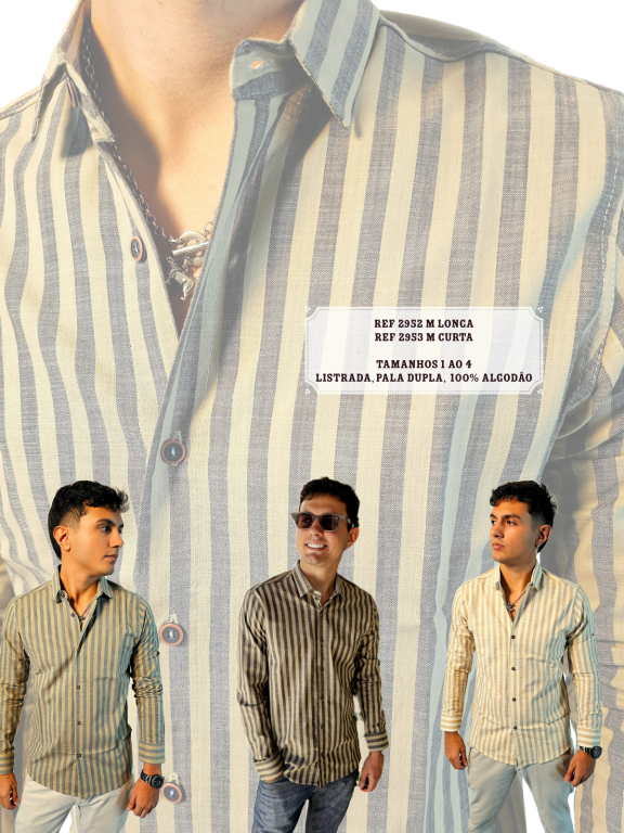 CAMISA SOCIAL MANGA LONGA LISTRADA