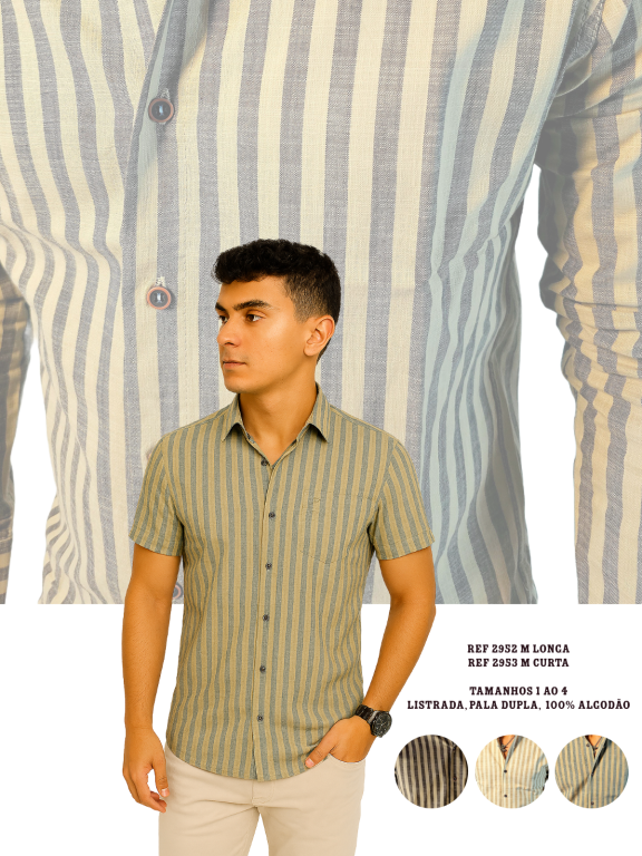 CAMISA SOCIAL MANGA CURTA LISTRADA