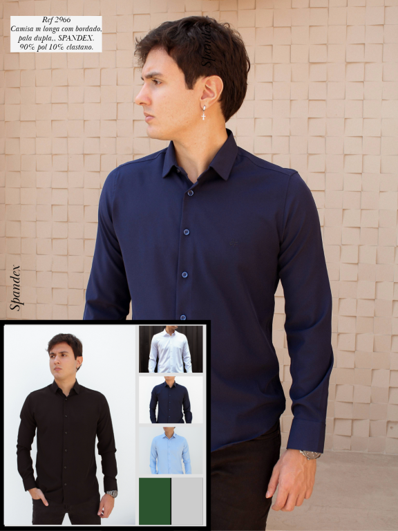 CAMISA SOCIAL MANGA LONGA SPANDEX