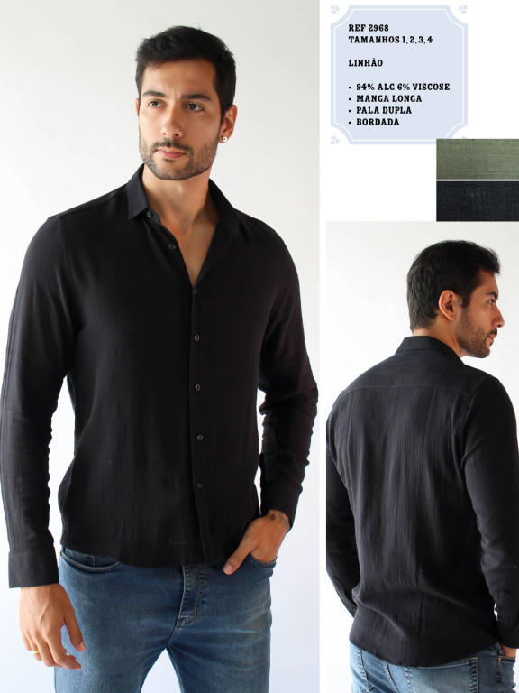 CAMISA SOCIAL MANGA LONGA LINHAO