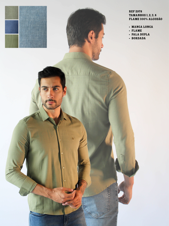 CAMISA SOCIAL MANGA LONGA FLAME