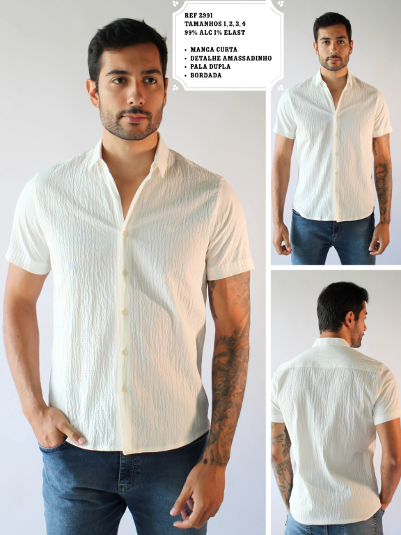 CAMISA M CURTA DETALHE AMASSADINHO