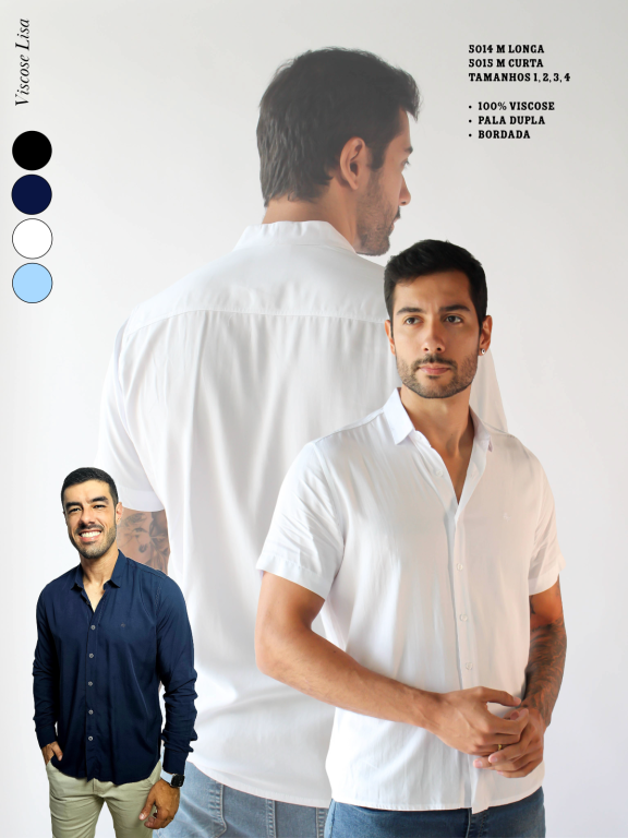 CAMISA SOCIAL MANGA CURTA VISCOSE