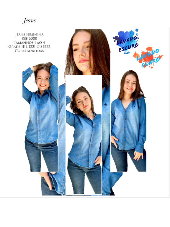 CAMISA FEMININA JEANS MANGA LONGA