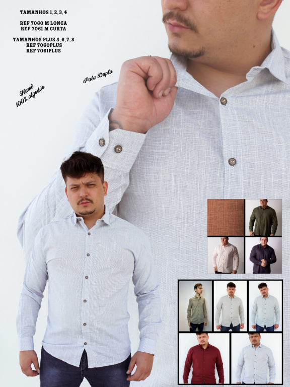 CAMISA SOCIAL MANGA LONGA FLAME FIO TINTO