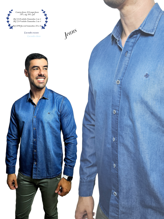 CAMISA JEANS MANGA LONGA PLUS SIZE