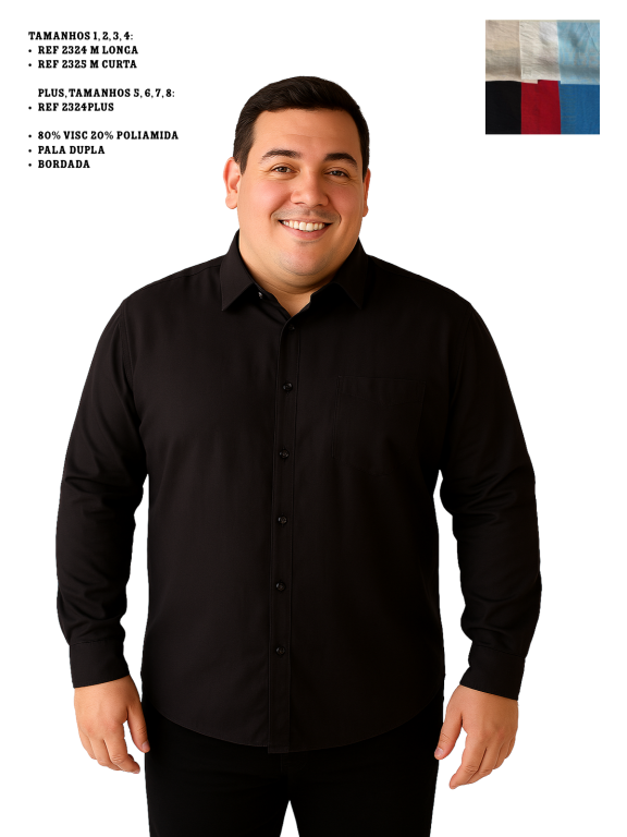 CAMISA SOCIAL MANGA LONGA PLUS SIZE