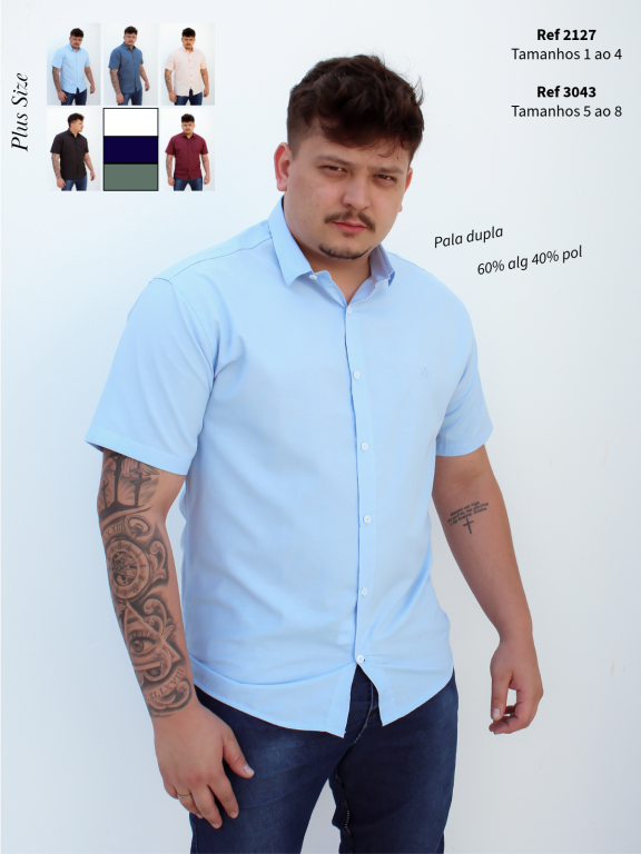 CAMISA SOCIAL MANGA CURTA PLUS SIZE