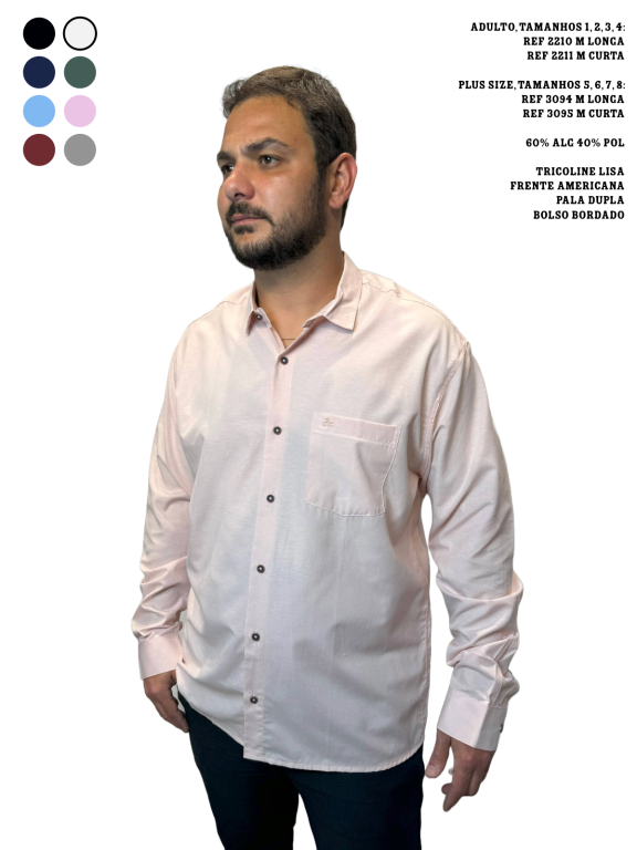 CAMISA SOCIAL MANGA LONGA PLUS SIZE