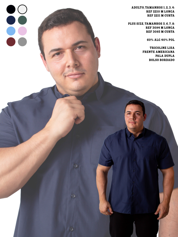 CAMISA SOCIAL MANGA CURTA PLUS SIZE