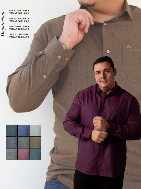 CAMISA SOCIAL MANGA LONGA MAQUINETADO PLUS SIZE
