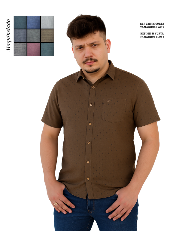 CAMISA SOCIAL MANGA CURTA MAQUINETADO PLUS SIZE