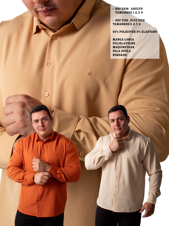 CAMISA SOCIAL MANGA LONGA PLUS SIZE