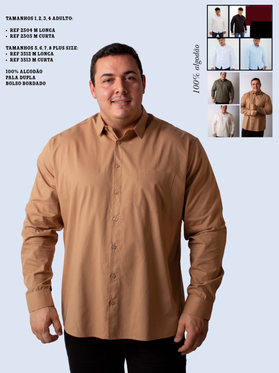 CAMISA SOCIAL MANGA LONGA PLUS SIZE