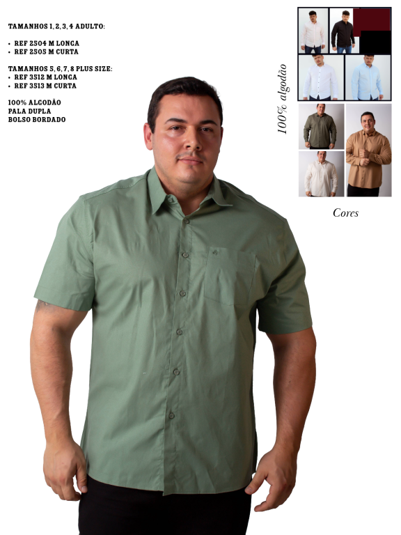 CAMISA SOCIAL MANGA CURTA PLUS SIZE