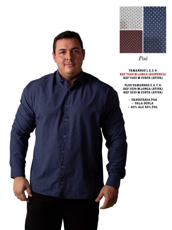CAMISA SOCIAL MANGA LONGA POA PLUS SIZE