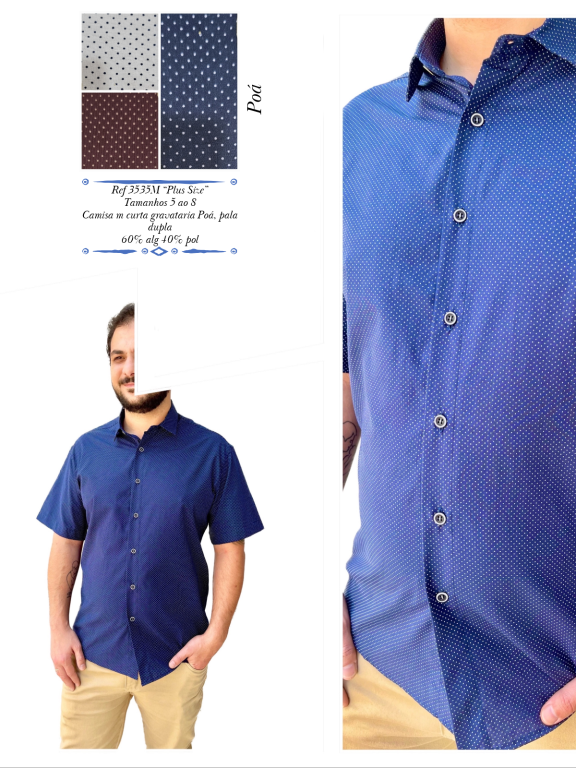 CAMISA SOCIAL MANGA CURTA POA PLUS SIZE