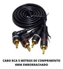 CABO 2+2 RCA 5MT 4MM PRETO EMBORRACHADO