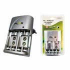 CARREGADOR DE PILHA PARA 4PILHAS AA/AAA/9V INMETRO FX-C16 FLEXGOLD