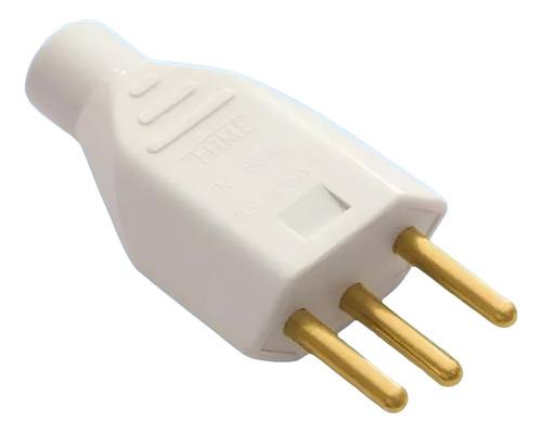 PLUG MACHO 2P+T BRANCO 10A (CX-207/Z)