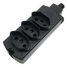 TOMADA BARRA 3 TOMADAS 2P+T 10A PRETO (CX-3321/Z)