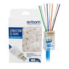 CONECTOR RJ45 CAT5/CAT6 VAZADO CX100PÇ EXBOM (CONT-RJ45V100)
