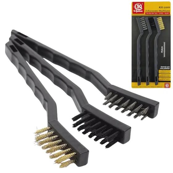 ESCOVA DE AÇO 3 PÇS MULTIUSO SQ4277