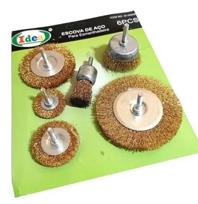 ESCOVA DE AÇO PARA FURADEIRA -COM  6PÇS ID-4695E