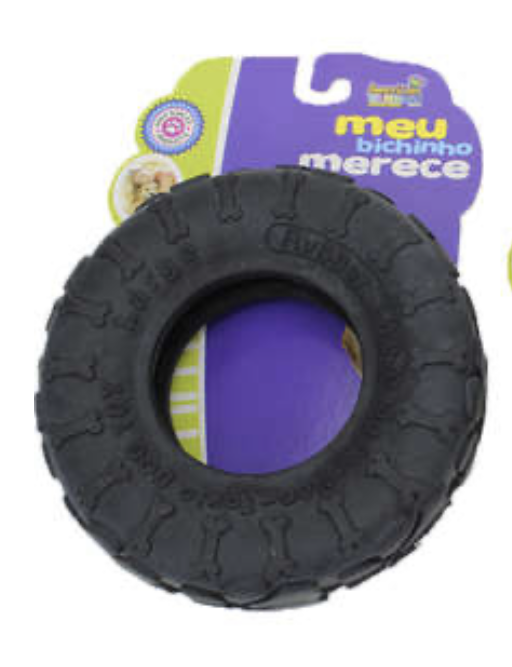 BRINQUEDO PNEU BORRACHA PRETO MACICO PEQUENO 105MM