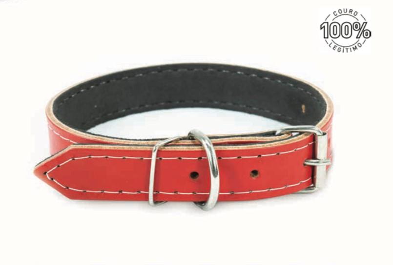 COLEIRA COURO EMBORRACHADO N 9 VERMELHO