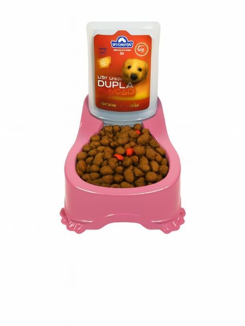 COMEDOURO DUPLA FUNCAO ROSA 1UND