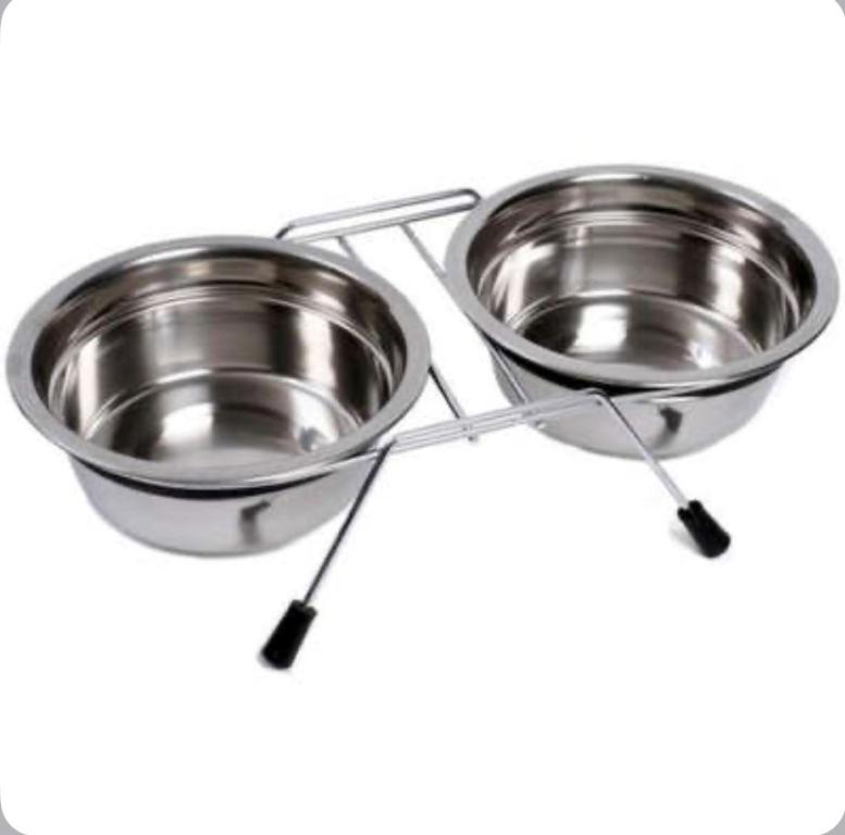 COMEDOURO DUPLO INOX COM BASE 1LITR