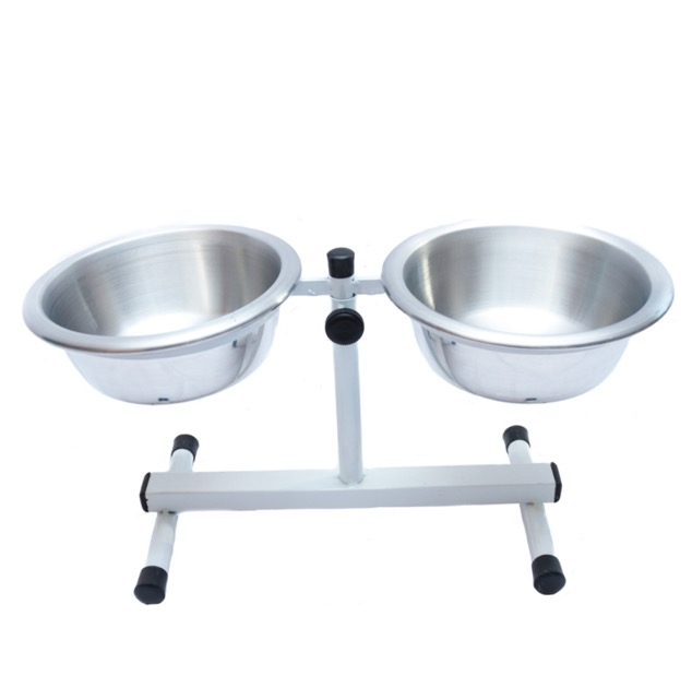 COMEDOURO DUPLO REGULAVEL MINI BRANCO