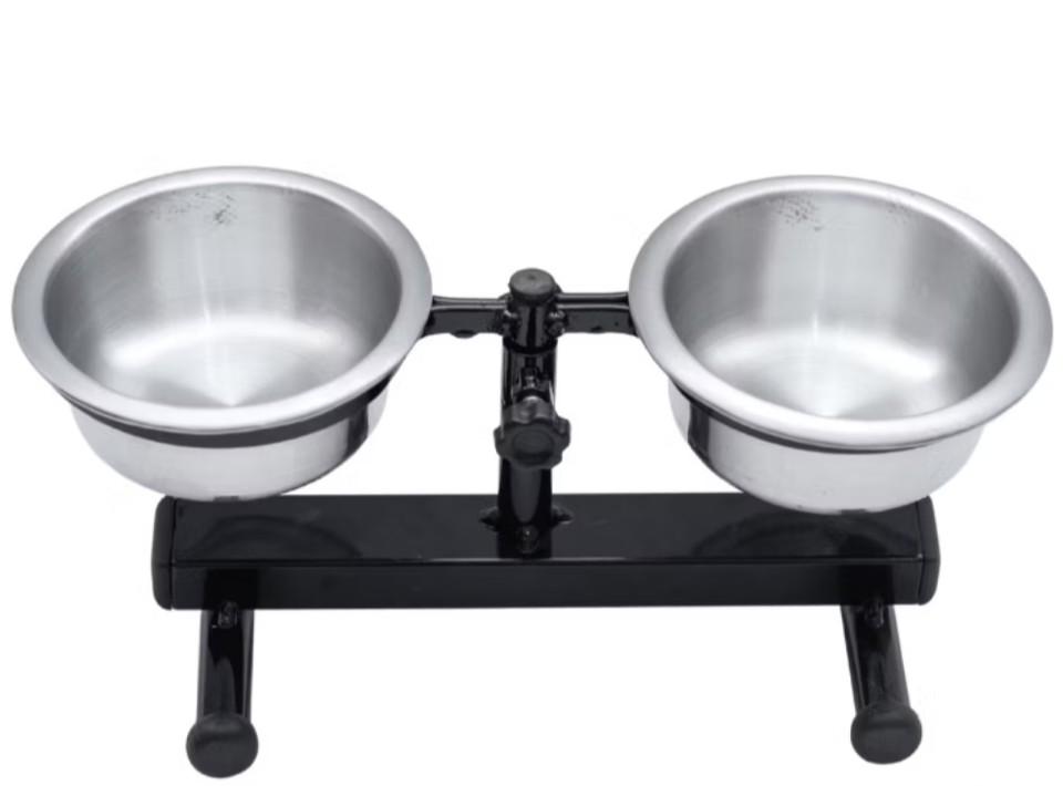 COMEDOURO DUPLO REGULAVEL MINI PRETO